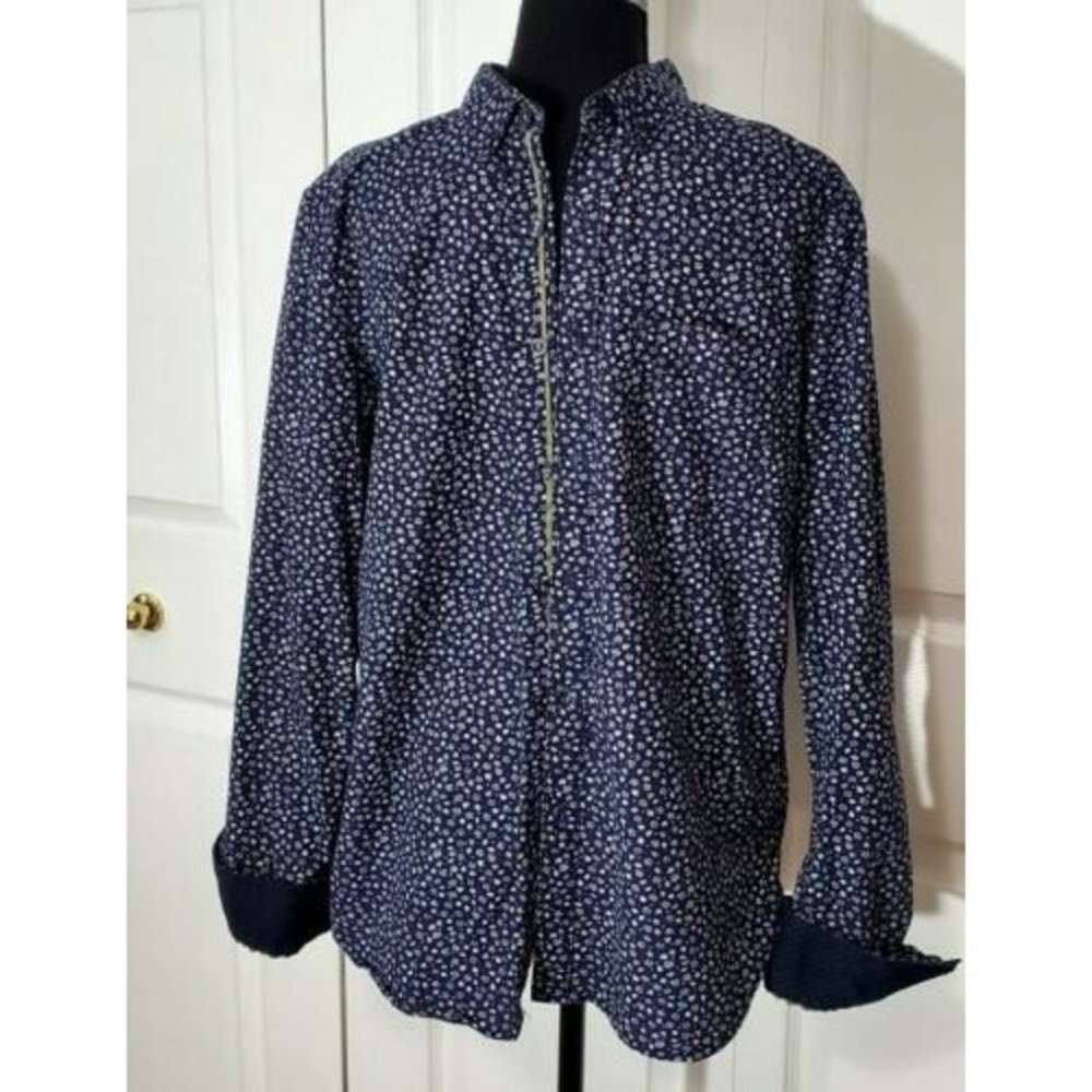 Denim and Flower Mens Floral Button-Down Long Sleeve Shirt Medium Slim Fit  Sz M